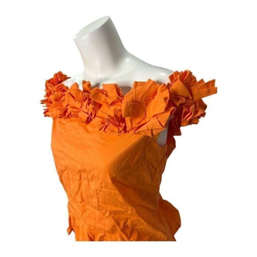 New York & Co Orange Rosette Poplin Off-Shoulder Top size Medium NEW‎